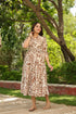 Women Abstract Printed Pure Cotton Tiered Fit & Flare Midi Dress